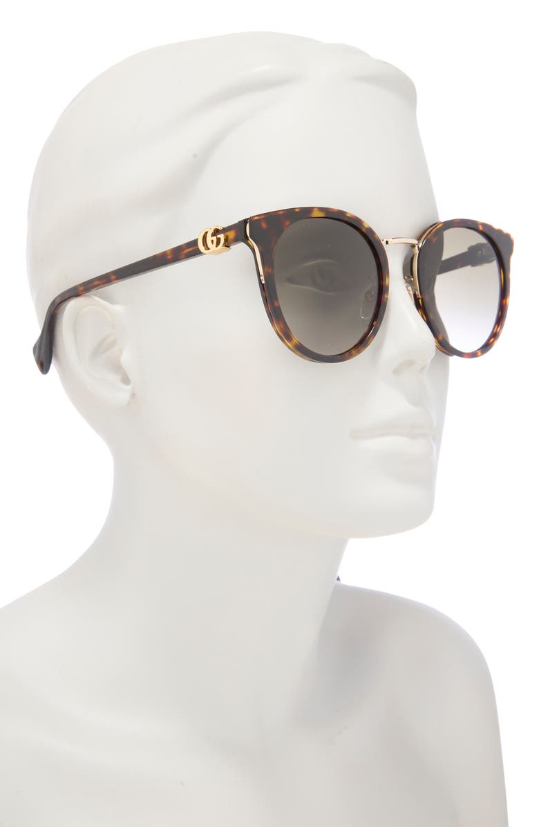 Gucci 55mm Round Sunglasses, Alternate, color, Havana Havana Brown