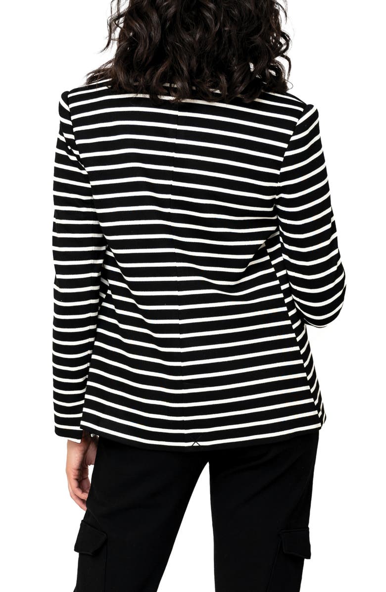 GIBSONLOOK Stripe Knit Blazer, Alternate, color, Black/ Ivory Stripe