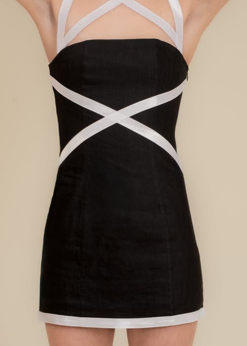 Contessa Mills X Fitted Stretch-linen Mini Dress In Black