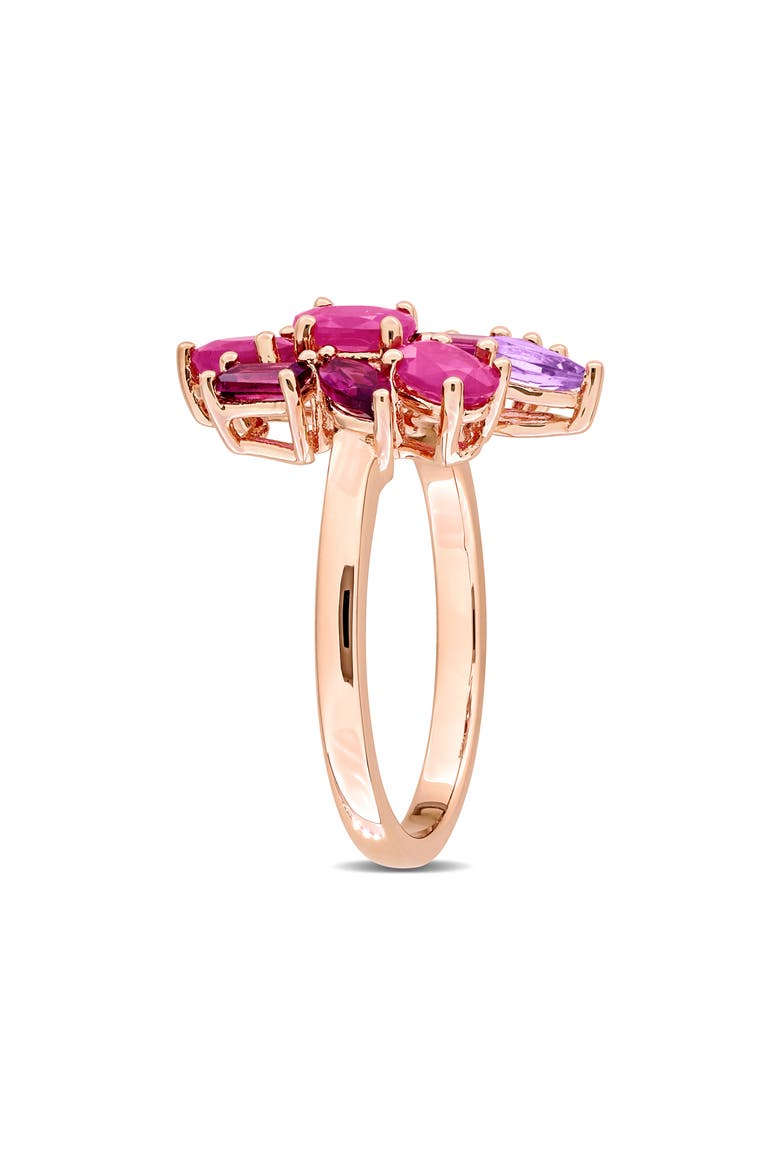 Rose Gold Plated Multi Stone Cluster Ring, Alternate, color, MULTICOLOR
