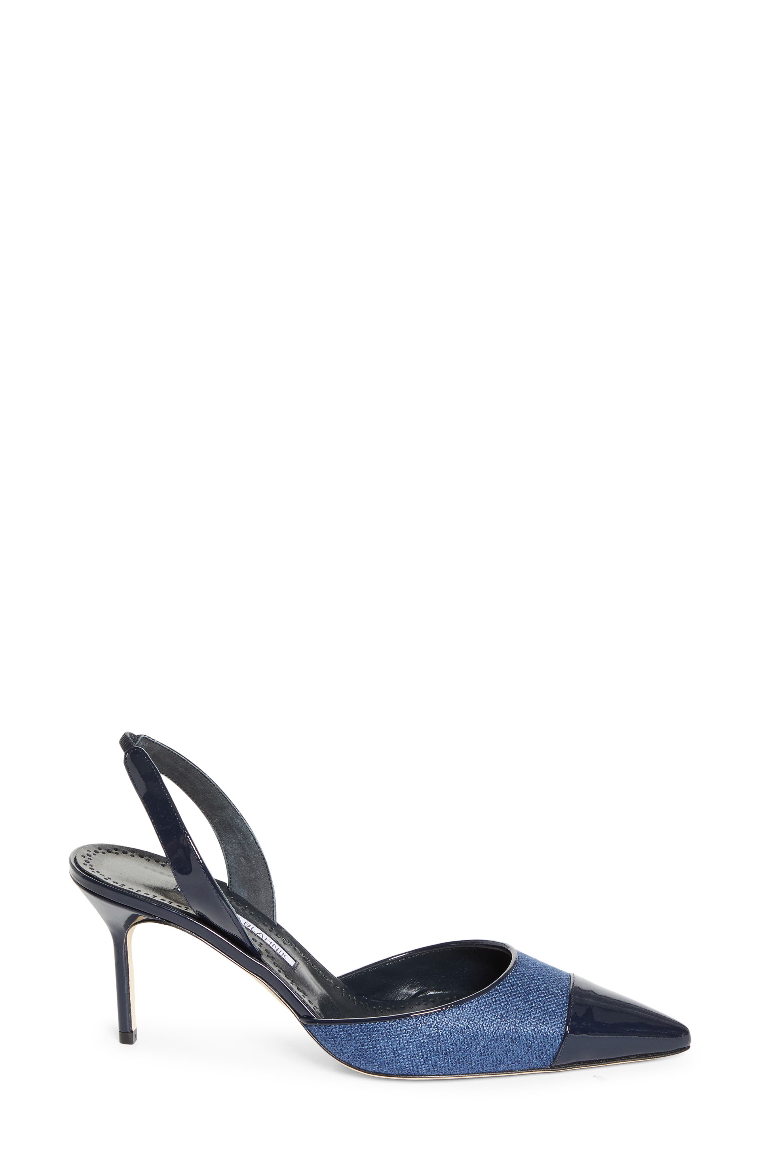 Manolo Blahnik Capsli Cap Toe Slingback Pump, Alternate, color, Blue/ Navy