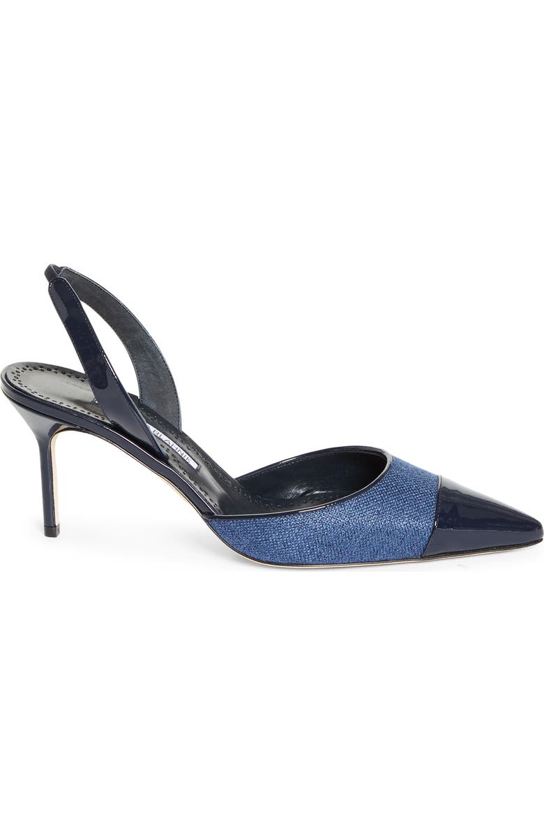 Manolo Blahnik Capsli Cap Toe Slingback Pump, Alternate, color, Blue/ Navy
