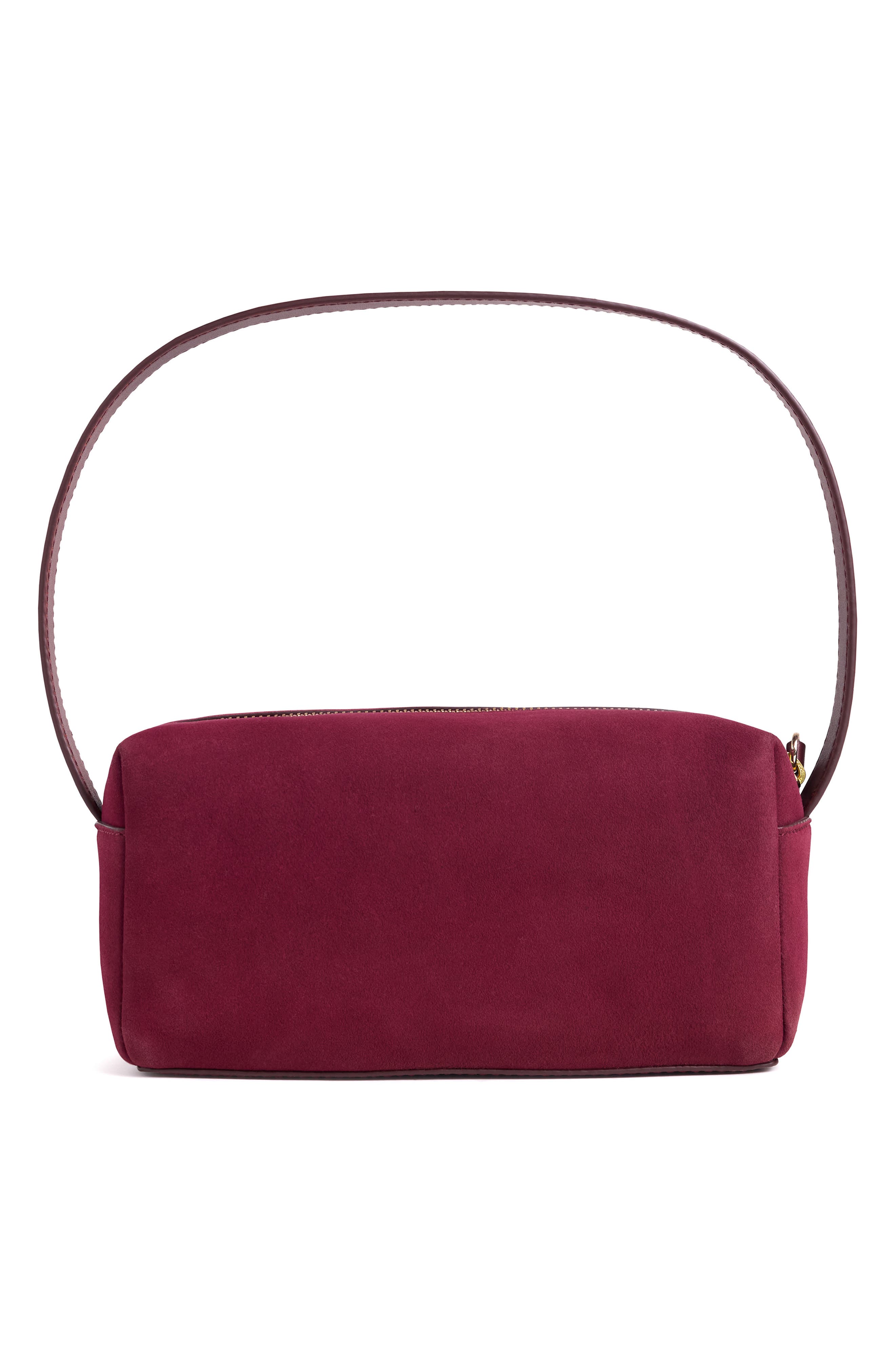 Small Suede Zip Top Shoulder Bag, Alternate, color, CRANBERRY