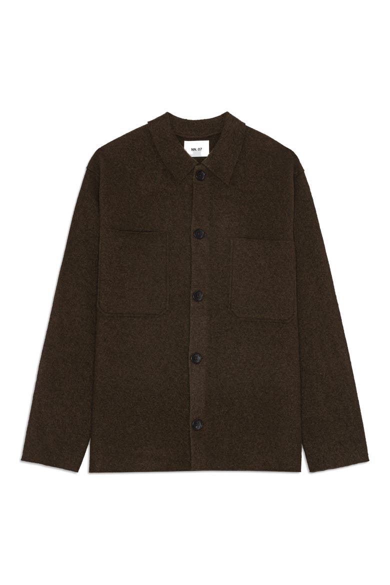 Jonas Boiled Wool Shirt Jacket, Alternate, color, DEMITASSE