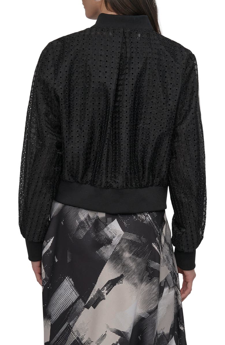 DKNY SPORTSWEAR Organza Eyelet Bomber Jacket, Alternate, color, 