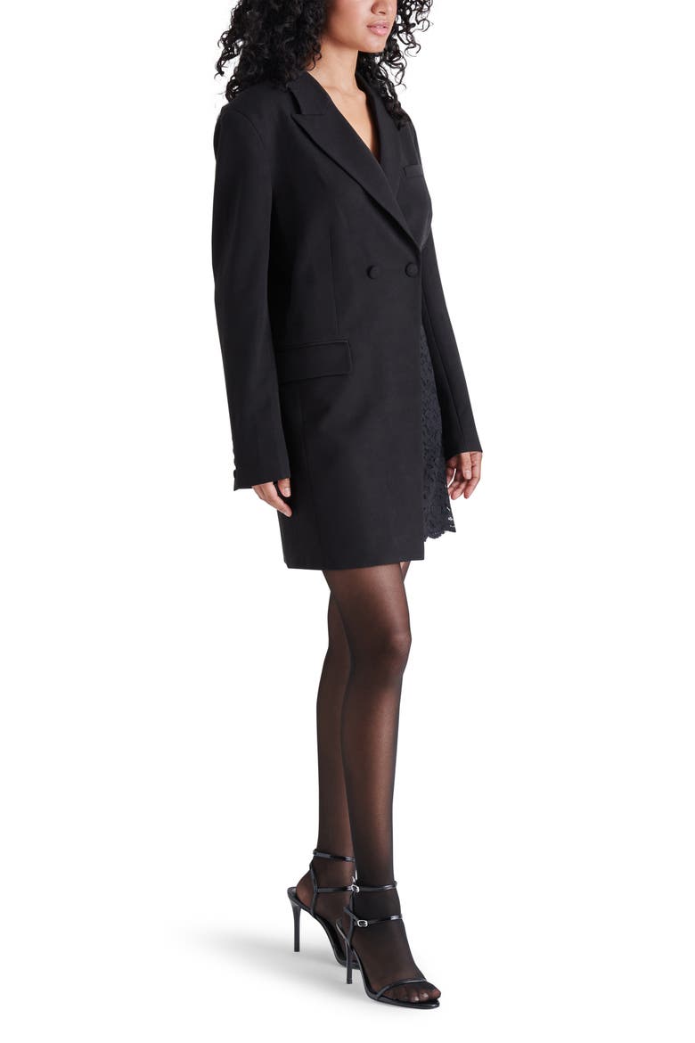 Corrine Lace Panel Long Sleeve Blazer Minidress, Alternate, color, BLACK