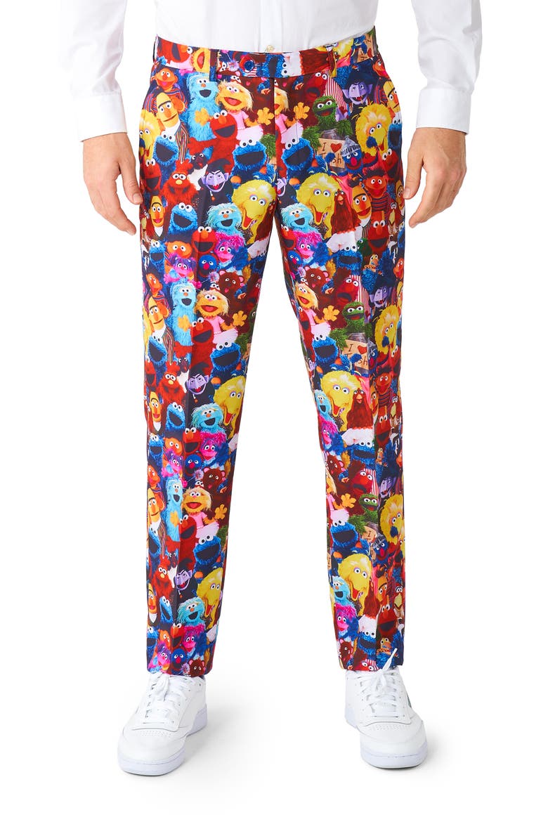 x Sesame Street Slim Fit Two-Piece Suit & Tie Set, Alternate, color, BLUE MULTI