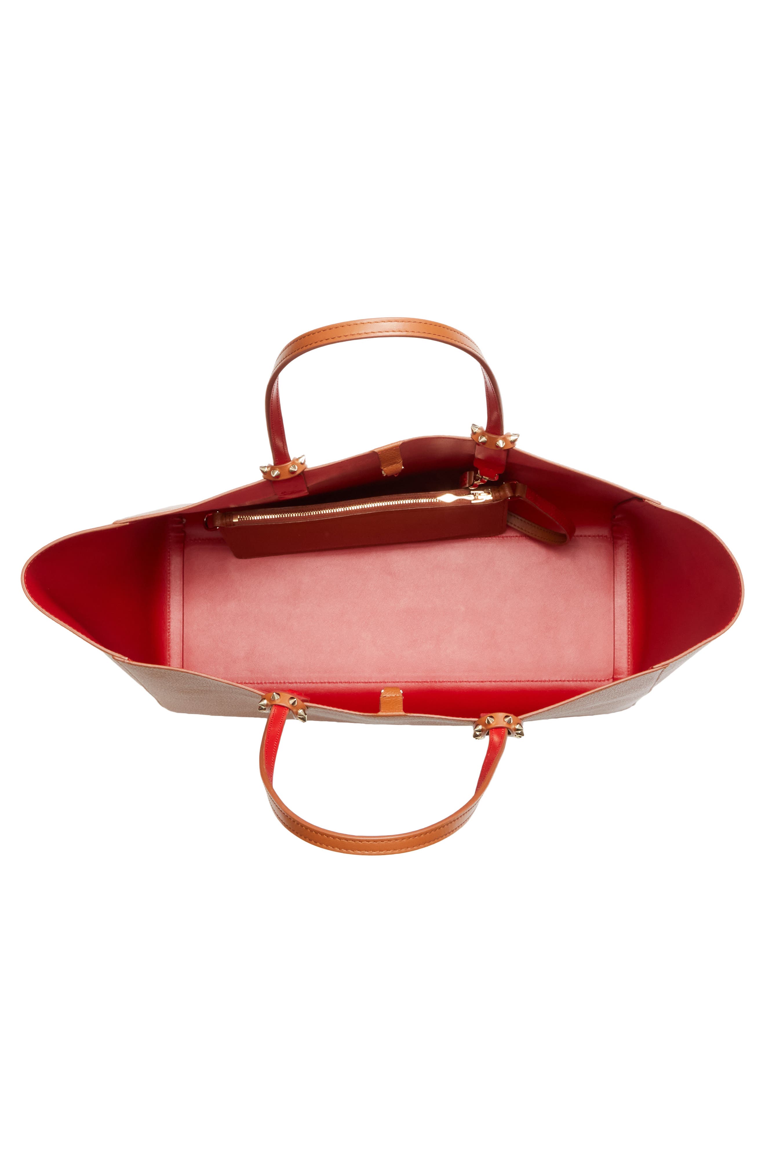 Christian Louboutin Large Cabata Soft Leather Tote Bag, Alternate, color, Cuoio/ Gold