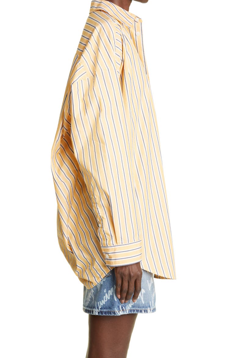 Cocoon Stripe Cotton Poplin Button-Up Shirt, Alternate, color, YELLOW/ NAVY