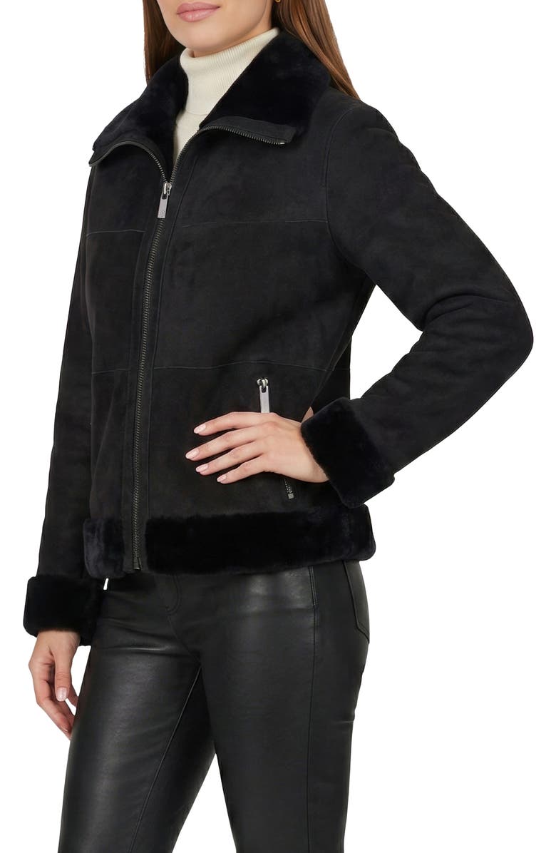 GORSKI Merino Genuine Shearling Zip Jacket, Alternate, color, Black