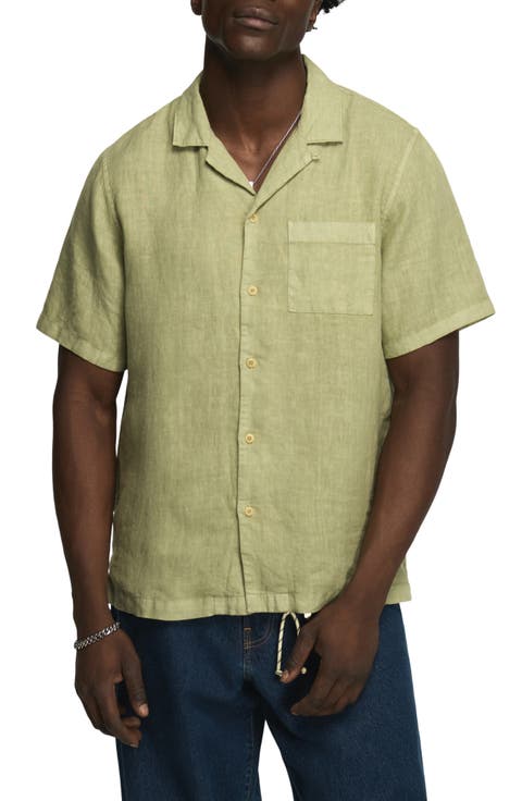 Notch Collar Short Sleeve Button-Up Shirt