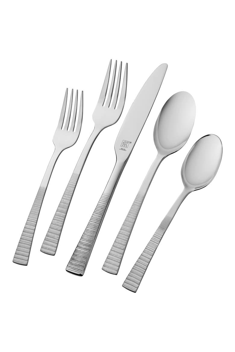 Kingwood 42-Piece Flatware Set, Main, color, STAINLESS STEEL