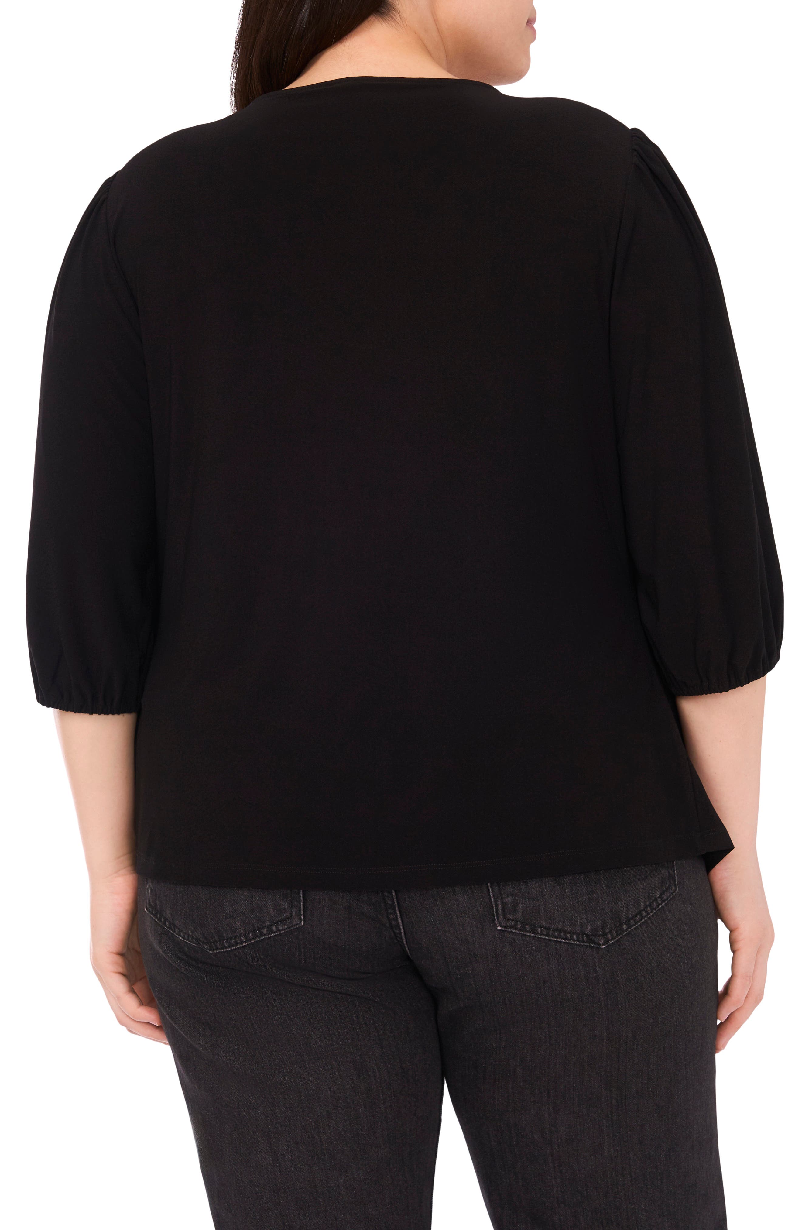 Twist Keyhole Neck Stretch Crepe Top - image 2