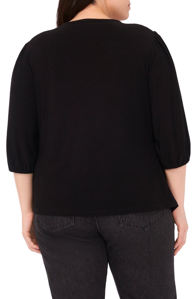CeCe Twist Keyhole Neck Stretch Crepe Top, Alternate, color, Rich Black