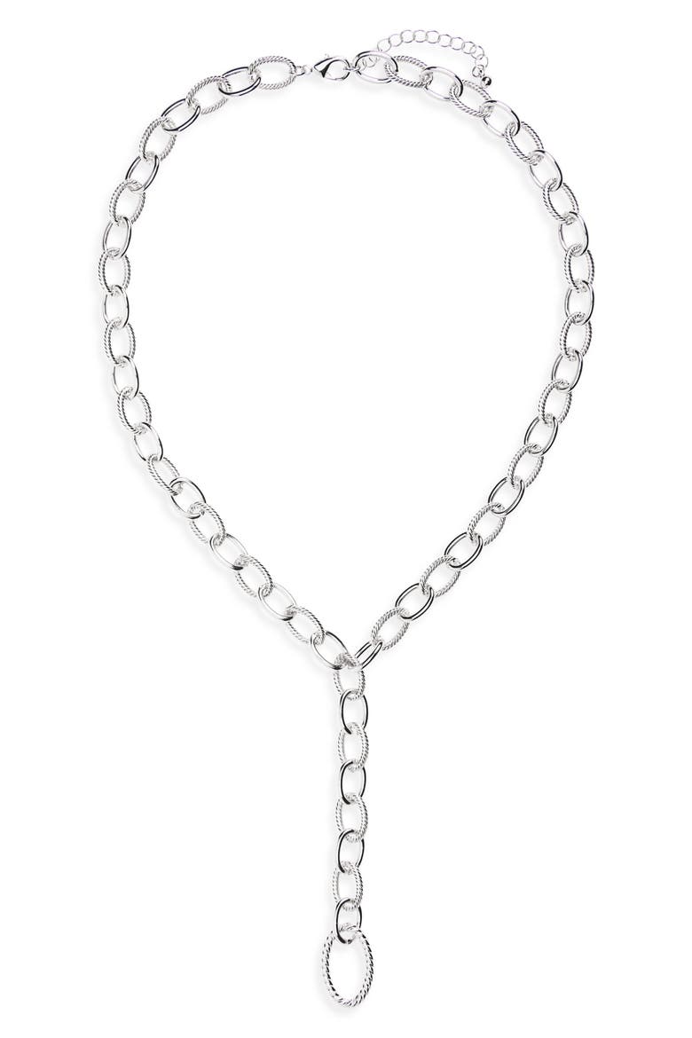 Oval Link Y-Necklace, Main, color, SILVER