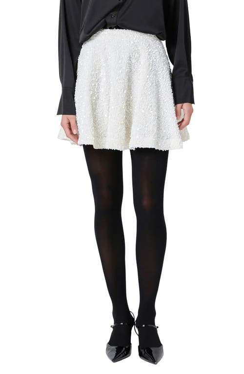 Endless Rose Sequin Flare Miniskirt in Ivory 