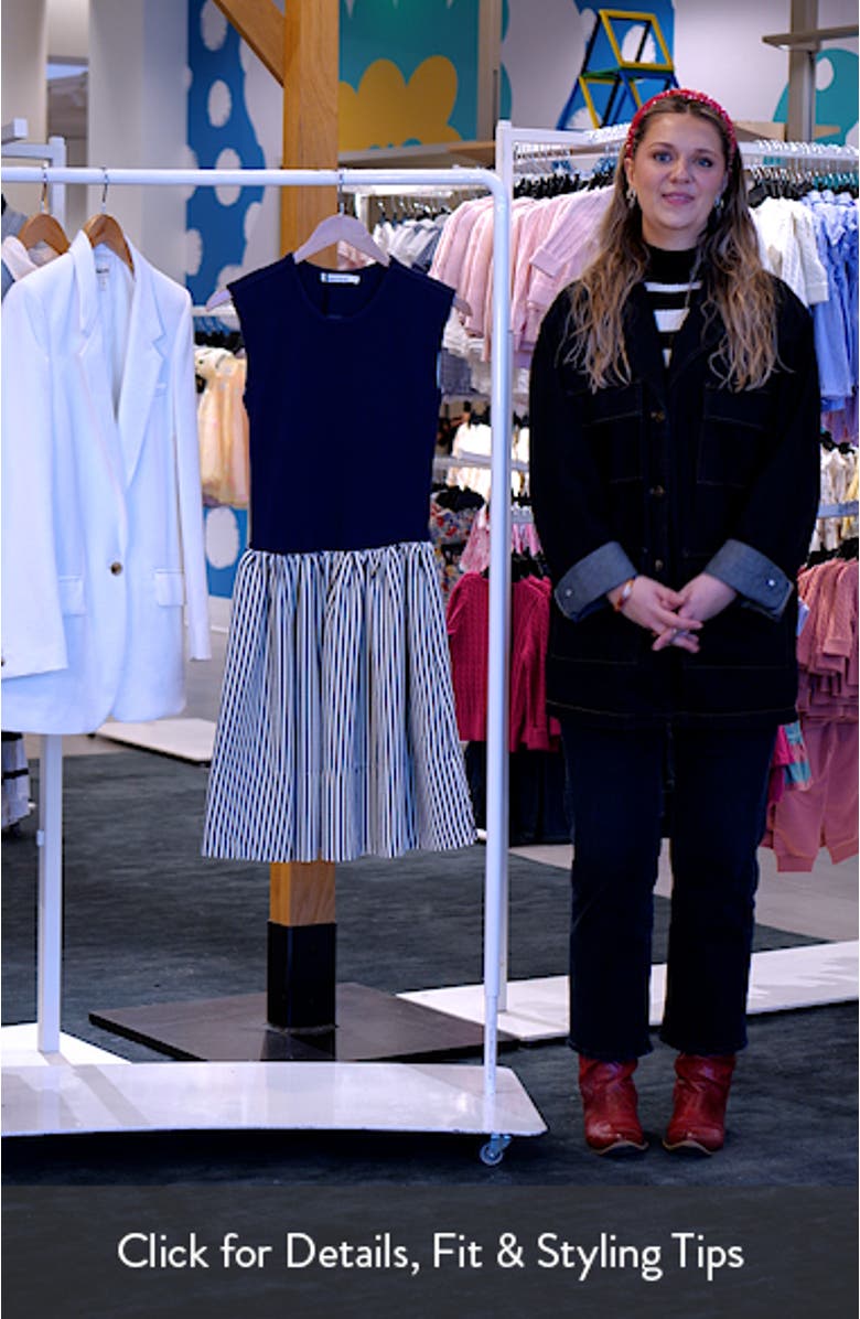 Daphne Mixed Media Drop Waist Dress, sales video thumbnail