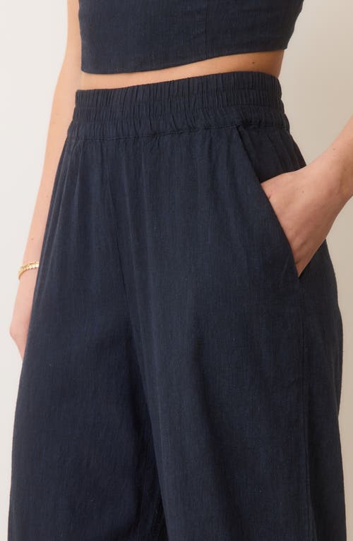 Marine Layer Allison Pull-on Wide Leg Hemp Blend Pants In India Ink
