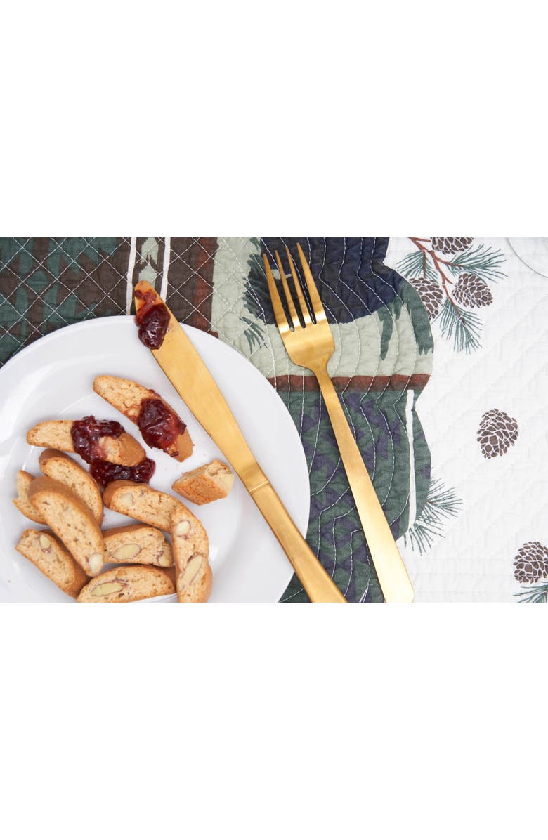 C&F Home Greenstone Pines Scalloped Placemats Set of 6 Black Bear Moose, 13" x 19", Alternate, color, Green