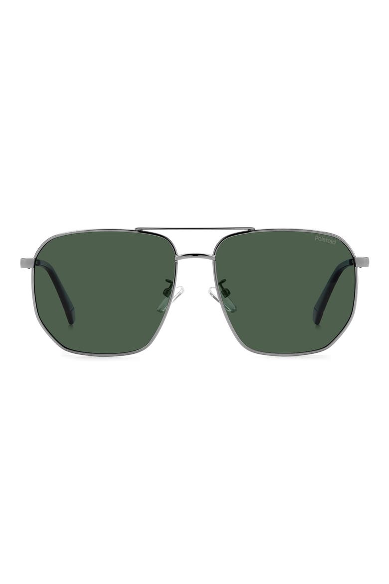 59mm Polarized Rectangular Sunglasses, Alternate, color, RUTHENIUM/ GREEN POLARIZED