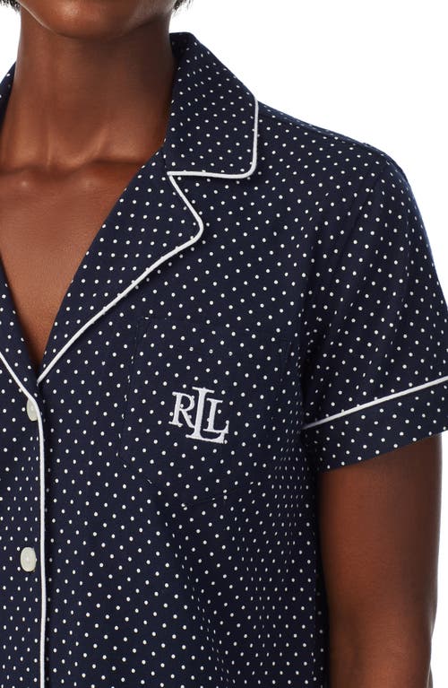 Shop Ralph Lauren Lauren Print Short Pajamas In Navy Dots