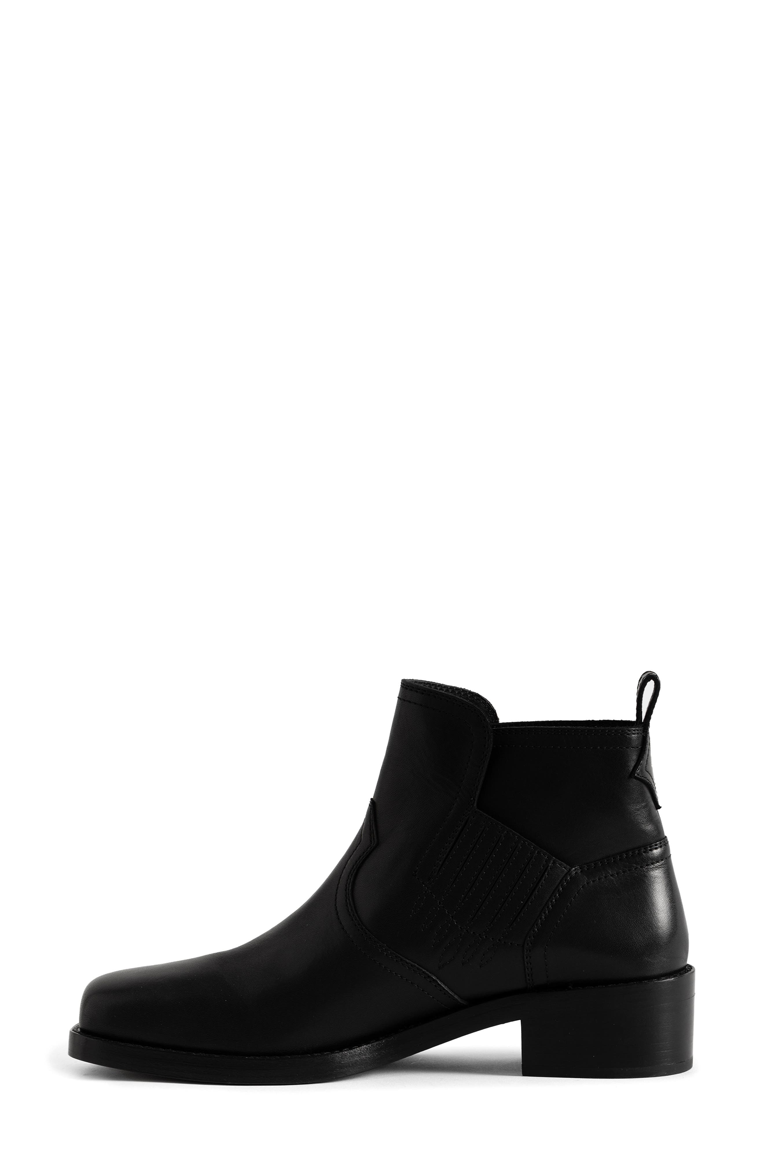Igata Leather Western Bootie, Alternate, color, BLACK
