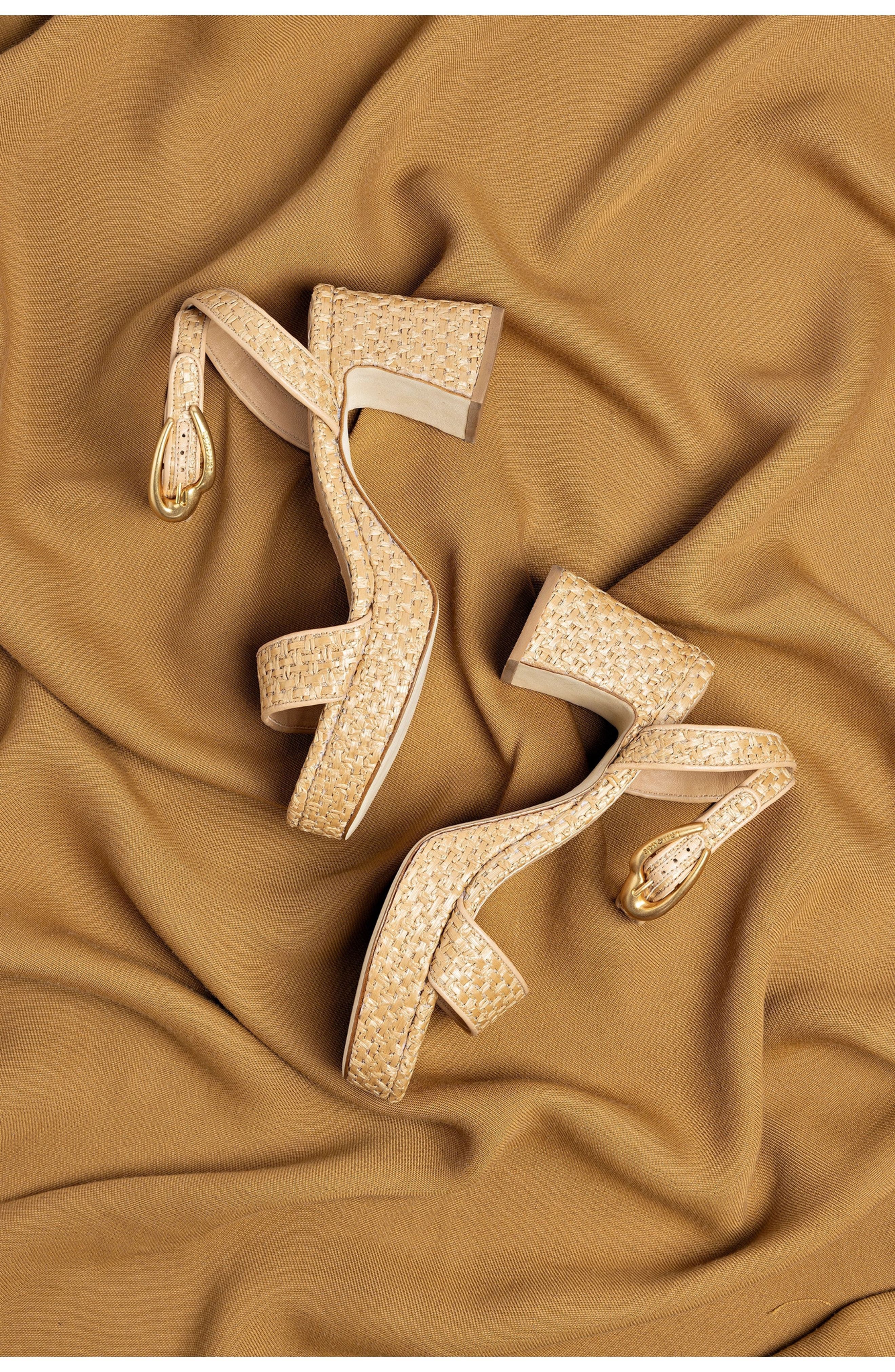 Larroudé Dolly Verona Low Sandal In Natural Raffia and Beige Leather, Alternate, color, Natural