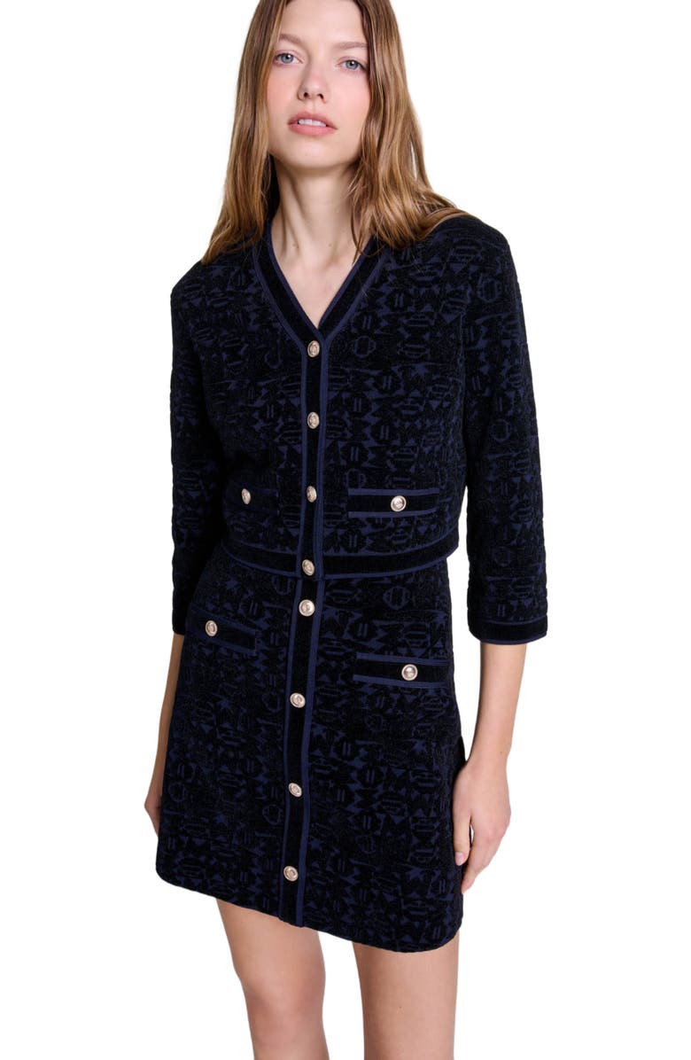 maje 2-in-1 velvet knit dress, Alternate, color, 