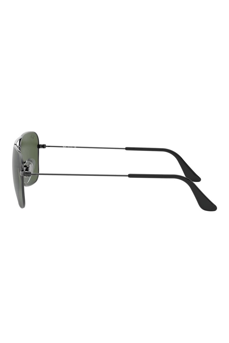 58mm Rectangle Aviator Sunglasses, Alternate, color, GUNMETAL/ CRYSTAL GREEN