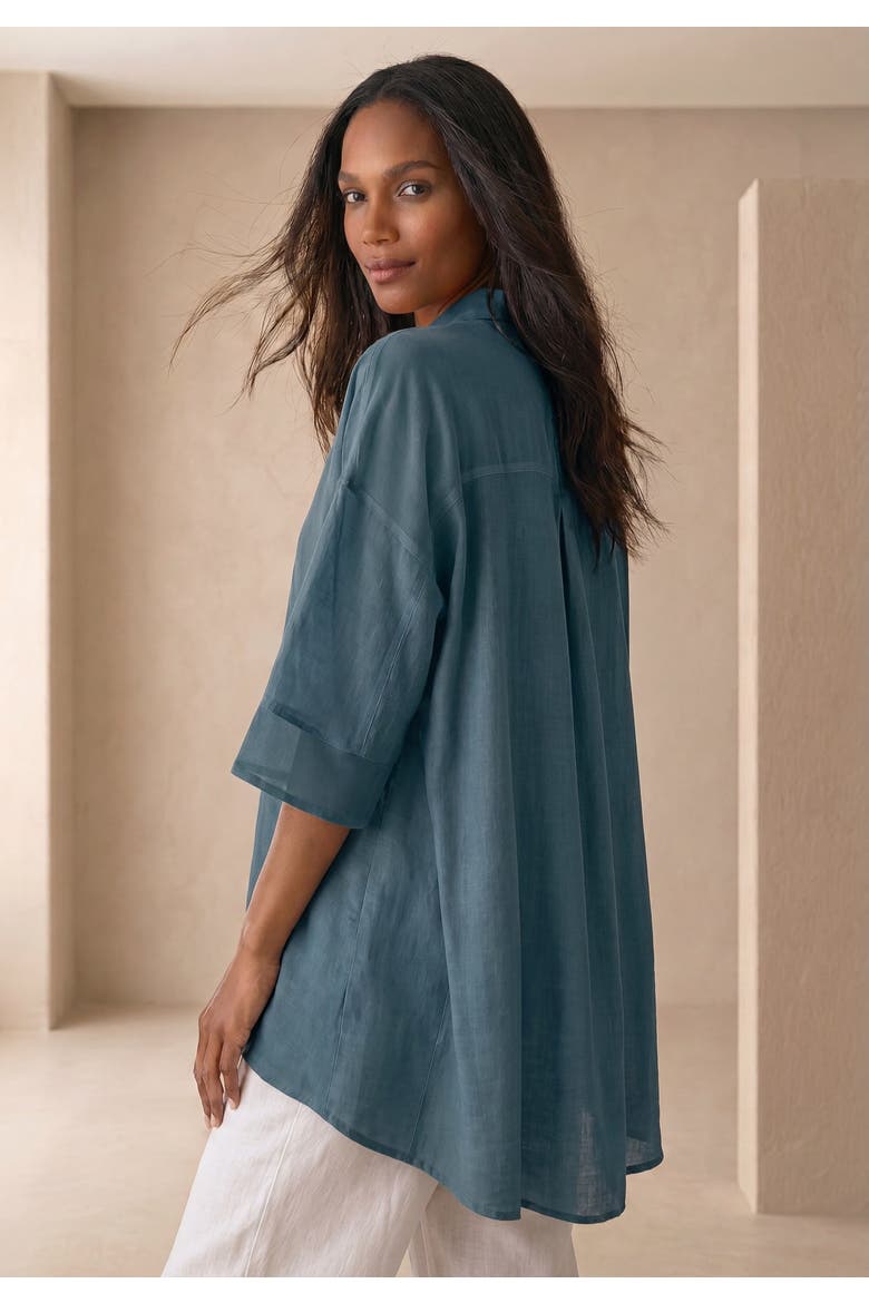Hi Low Linen Tunic, Alternate, color, MYSTIC PINE