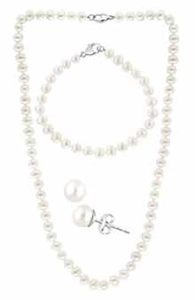 EFFY Sterling Silver Freshwater Pearl Necklace, Bracelet & Earrings 3-Piece Set