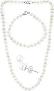 EFFY Sterling Silver Freshwater Pearl Necklace, Bracelet & Earrings 3-Piece Set