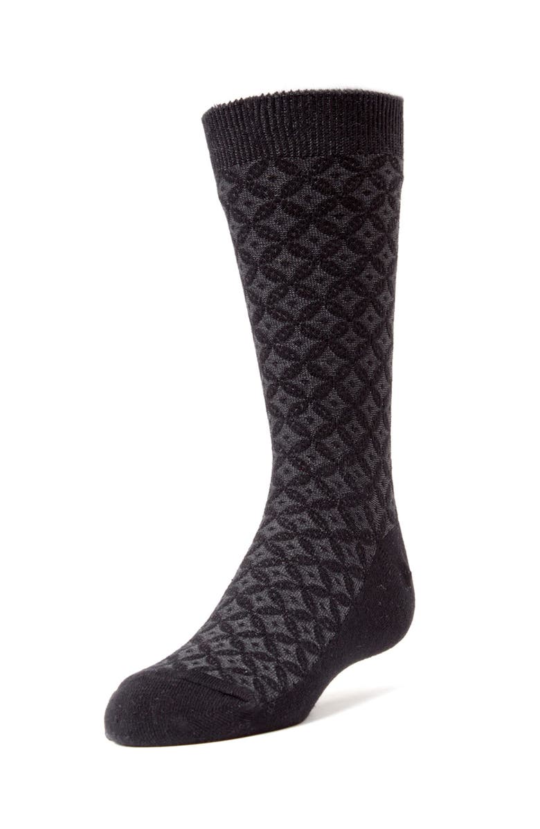MeMoi Diamonds and Dots Crew Socks, Main, color, Black