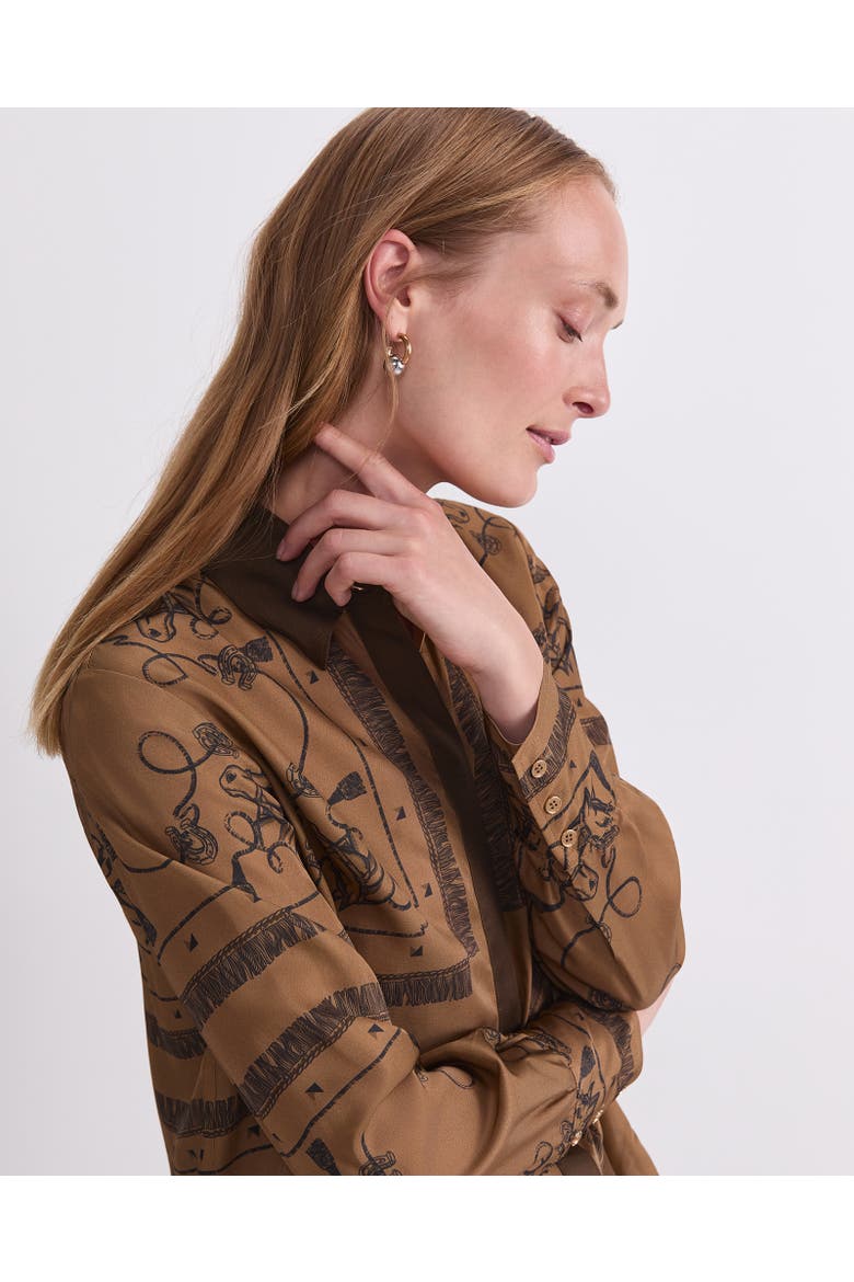 Sadie Horse Print Long Sleeve Shirt, Alternate, color, Brown Multi