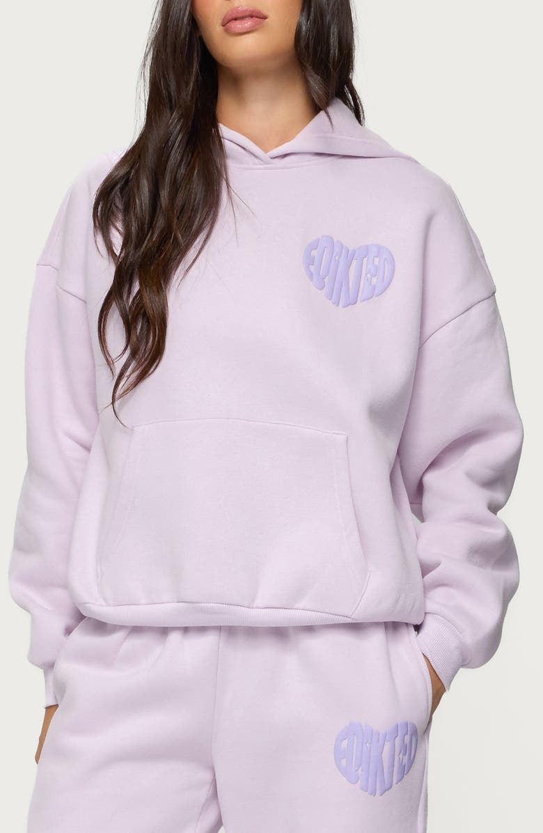 EDIKTED Major Love Hoodie, Alternate, color, Lilac