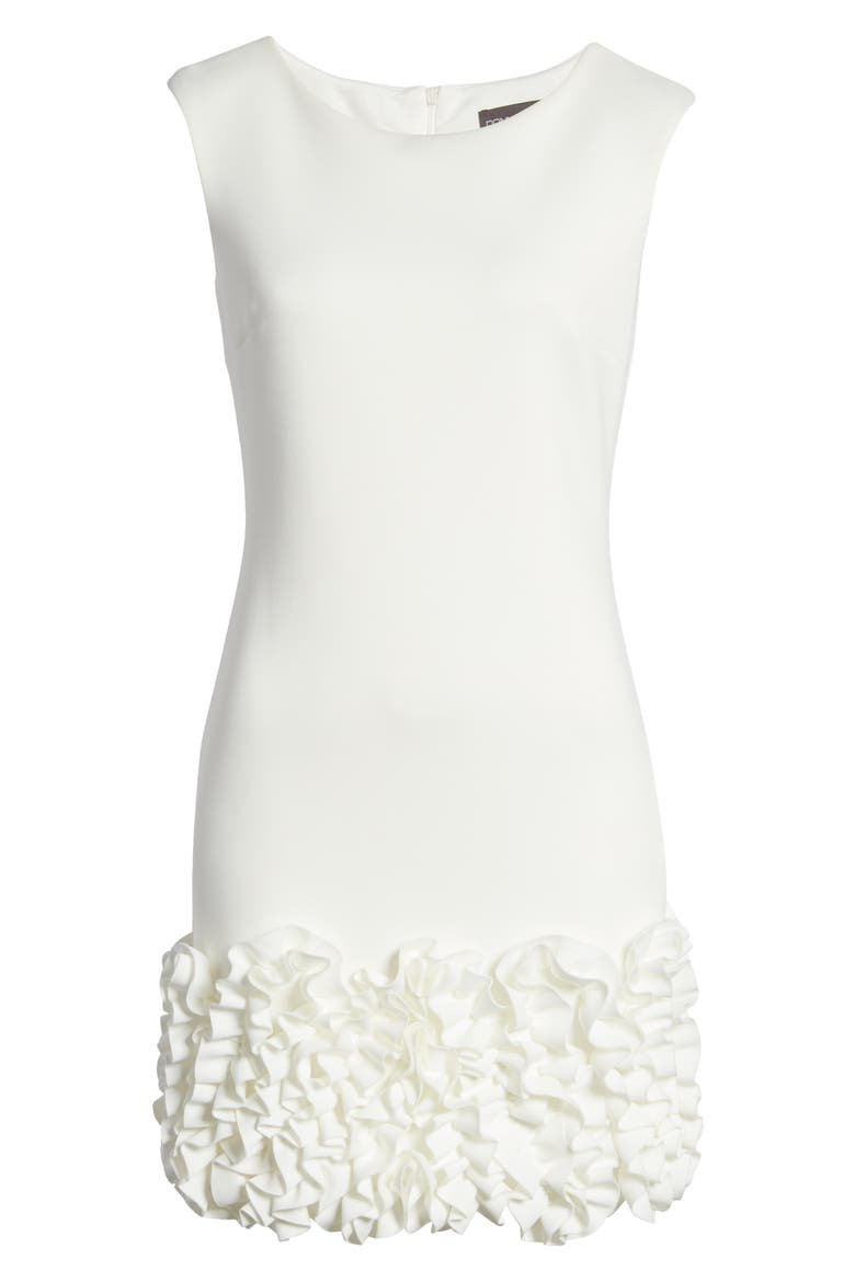 Ruffle Hem Stretch Satin Sheath Dress, Alternate, color, IVORY