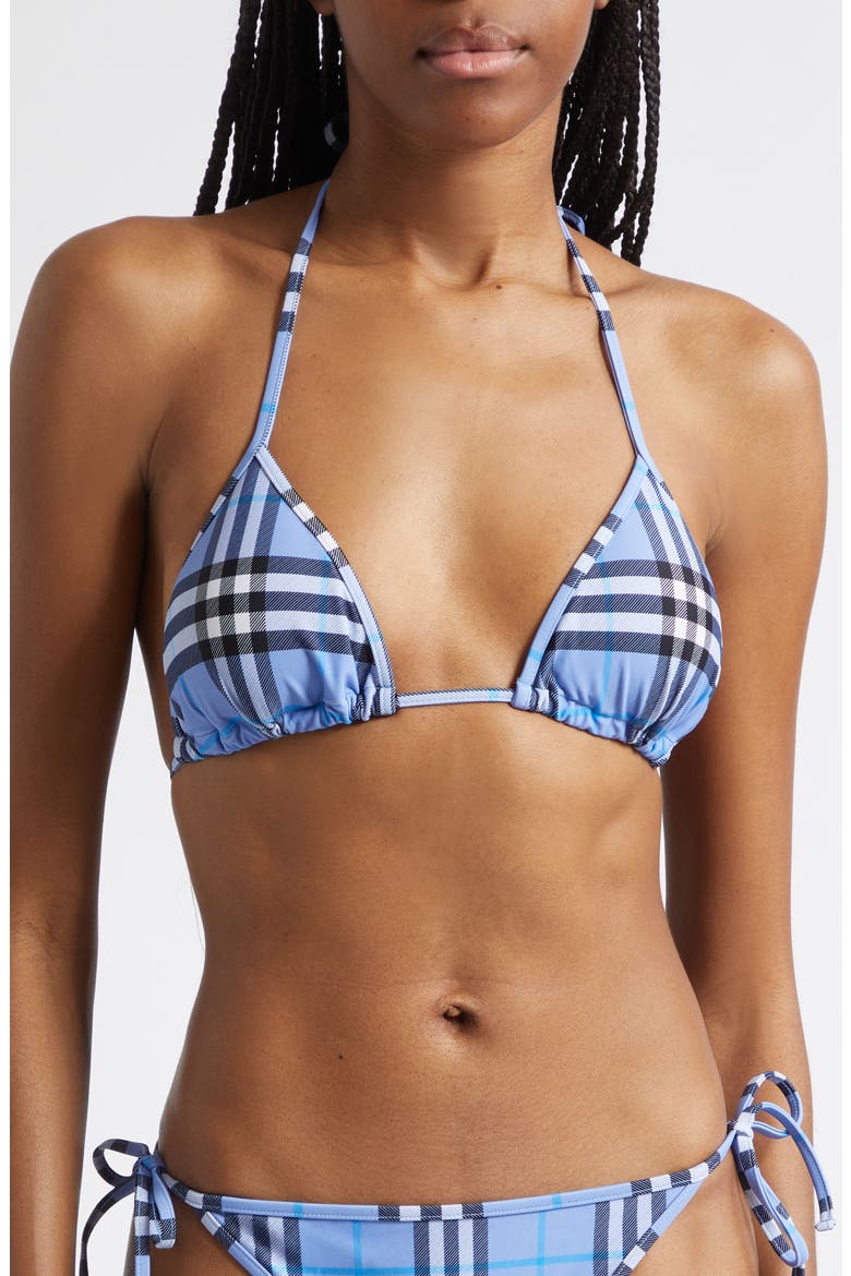 Sadie Check String Bikini Top, Main, color, CORNFLOWER BLUE CHECK