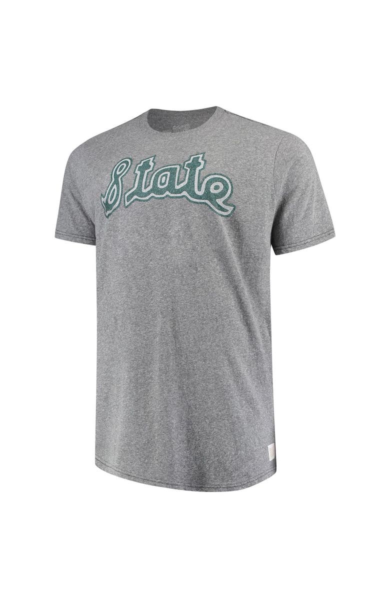 Retro Brand Men's Original Retro Brand Gray Michigan State Spartans Big & Tall Tri-Blend T-Shirt, Alternate, color,