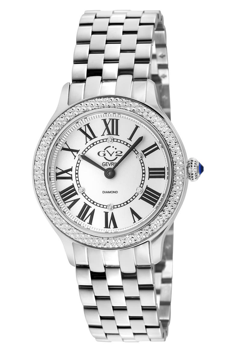 Milan Diamond Dial Swiss Quartz Bracelet Watch, 32mm - 0.03ct., Main, color, SILVER
