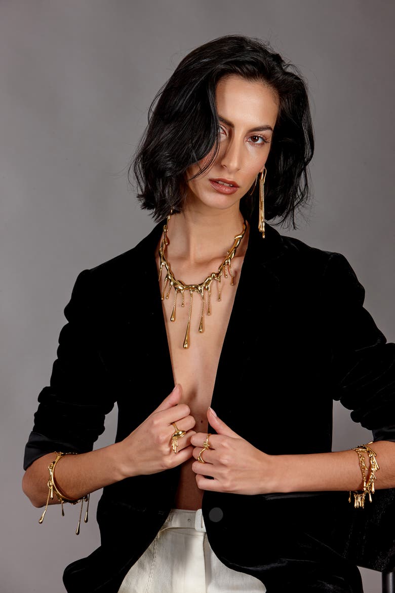 Open Drop Ring, Alternate, color, Gold