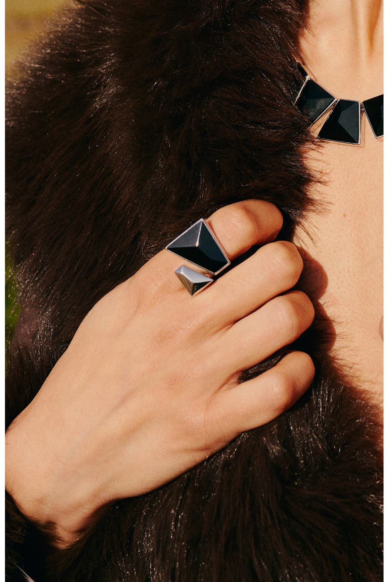 Echo Ring, Alternate, color, Black & Silver
