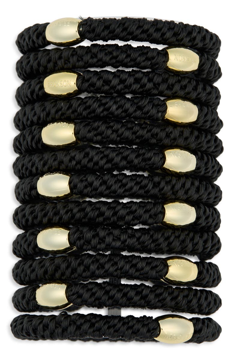 L. Erickson Pony Pouch Set of 12 Assorted Grab & Go Ponytail Holders, Main, color, Black