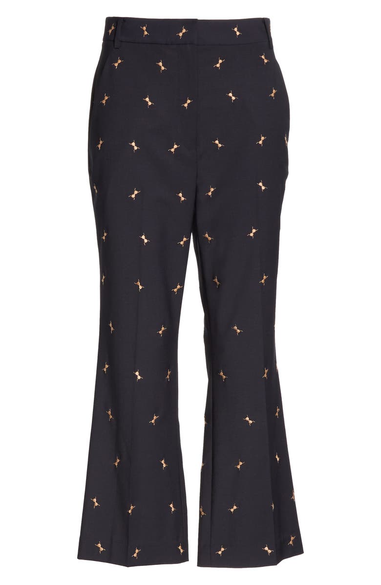 Tibi Ant Embroidered Crop Flare Pants, Alternate, color, 