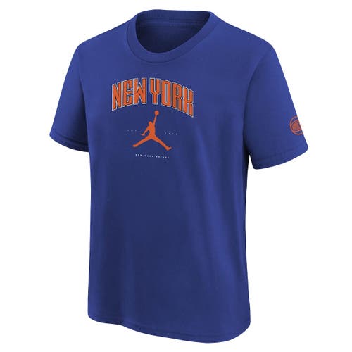 Jordan Brand Youth Blue New York Knicks Essential Cities T-shirt In Blue