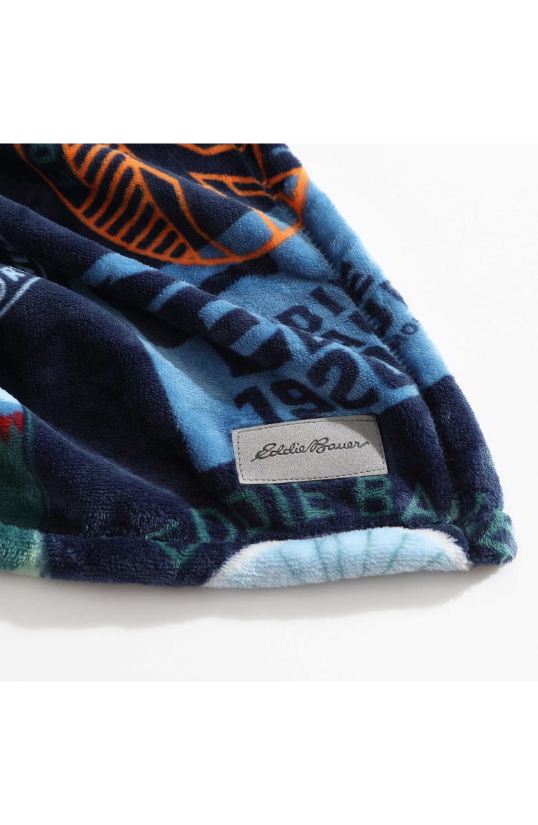 Eddie Bauer Stamps Logo Plush Throw Blanket, Alternate, color, Dark Blue