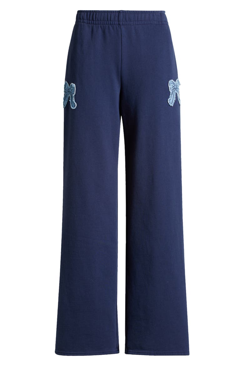 Denim Applique Baggy Sweatpants, Alternate, color, NAVY
