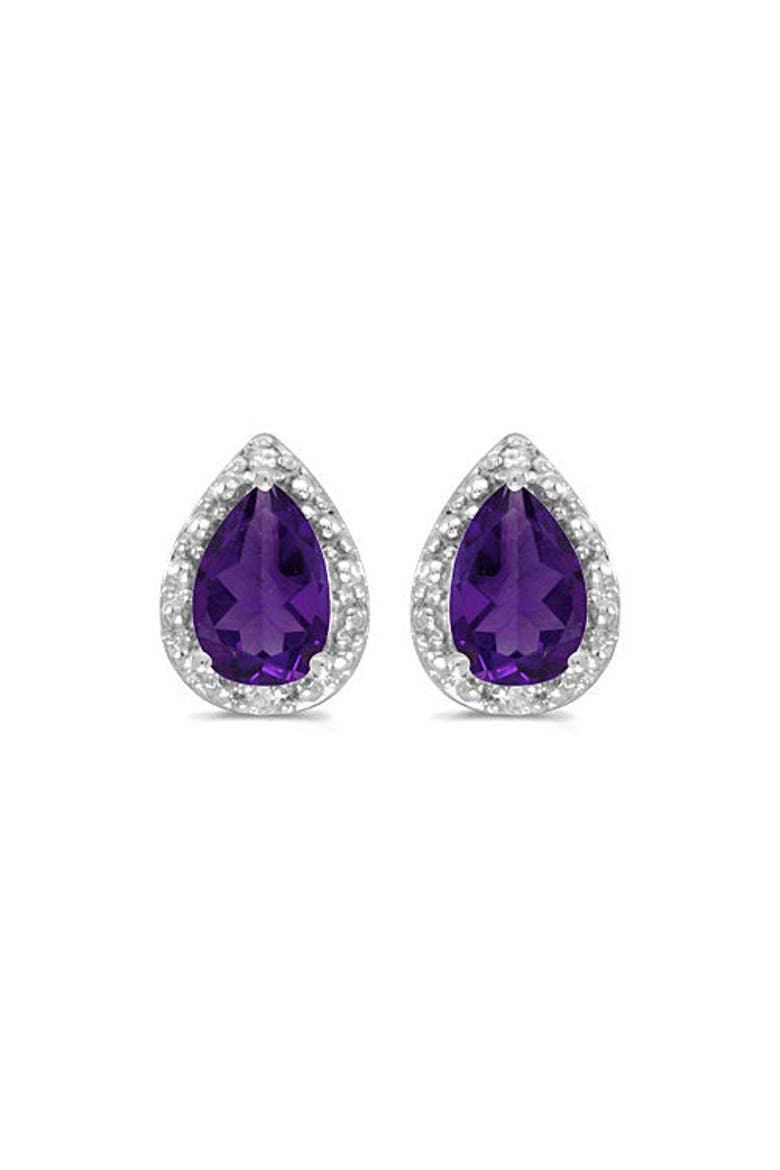 Pear Stud Earrings 14k, Main, color, 1.32ct,Amethyst,White gold