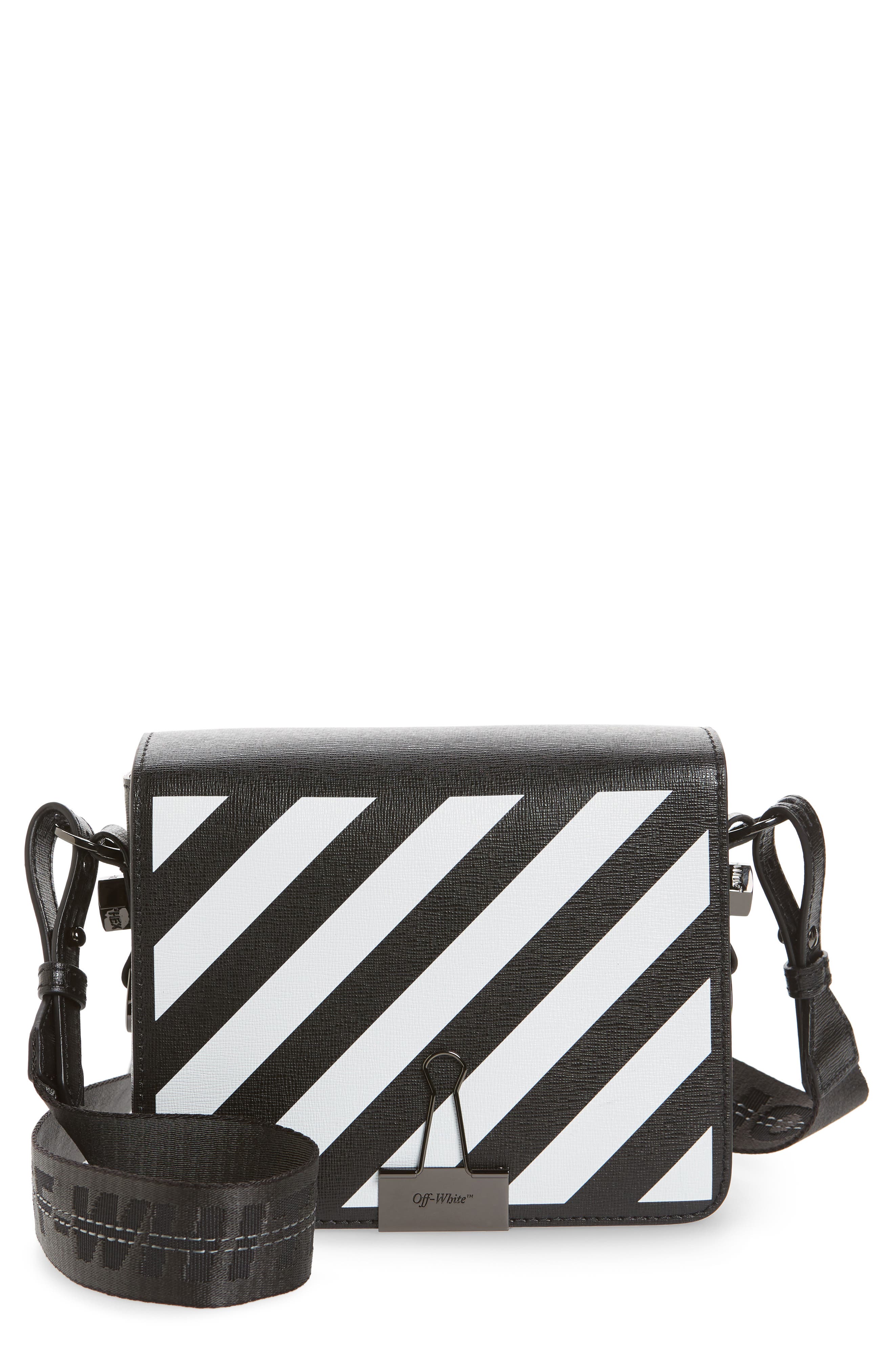 Off-White Diagonal Stripe Mini Flap Bag, Main, color, 