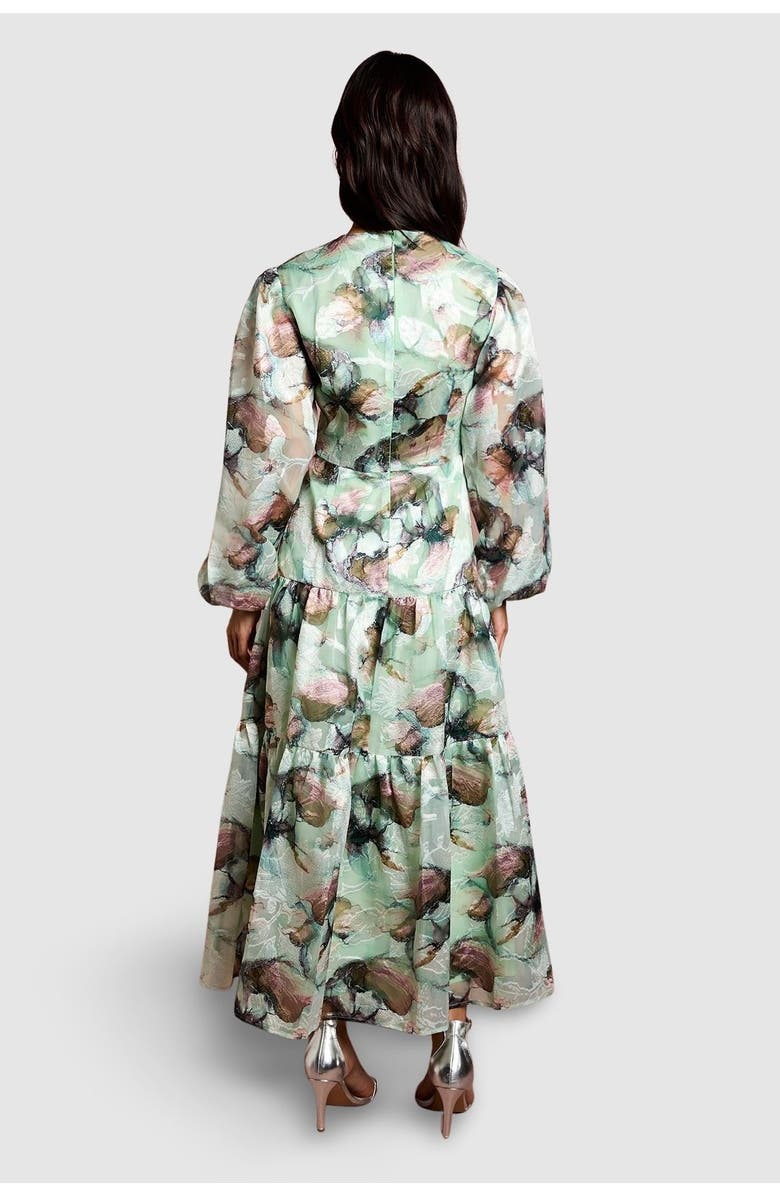 Coast Puff Sleeve Jacquard Midaxi Dress, Alternate, color, Sage