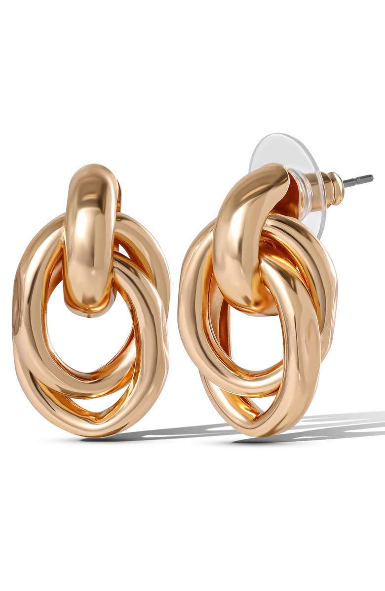 Jessica Simpson Crystal & Heart Stud Earring Set, Alternate, color, Gold